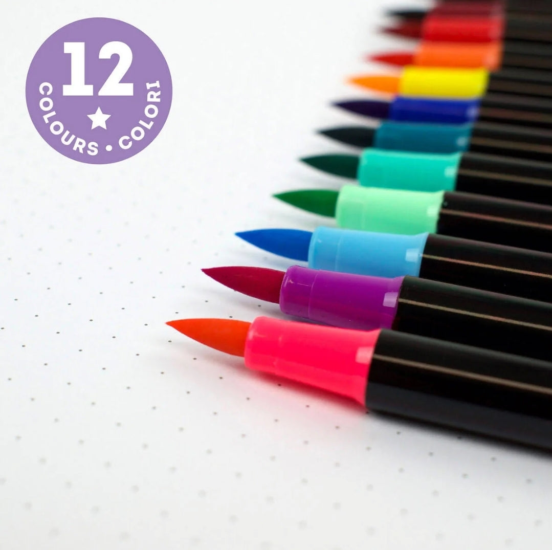 12 Brush Pens Cores Pastel Legami