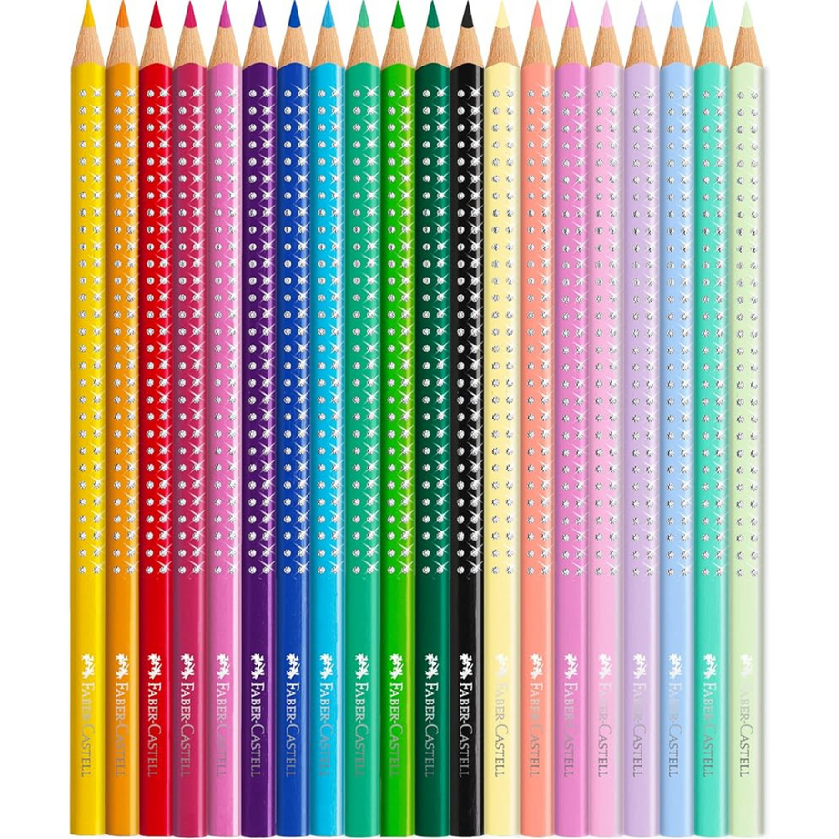 Caixa Metálica Borboleta com 20 Lápis de Colorir Sparkle e Autocolantes Faber-Castell
