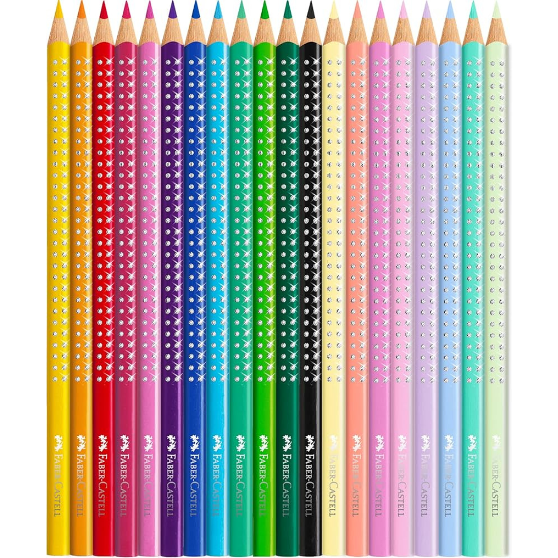 Caixa Metálica Borboleta com 20 Lápis de Colorir Sparkle e Autocolantes Faber-Castell