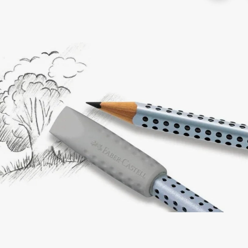 Pack 2 Borracha Grip 2001 Preto e Azul para Topo e Proteção do Bico do Lapis Faber-Castell