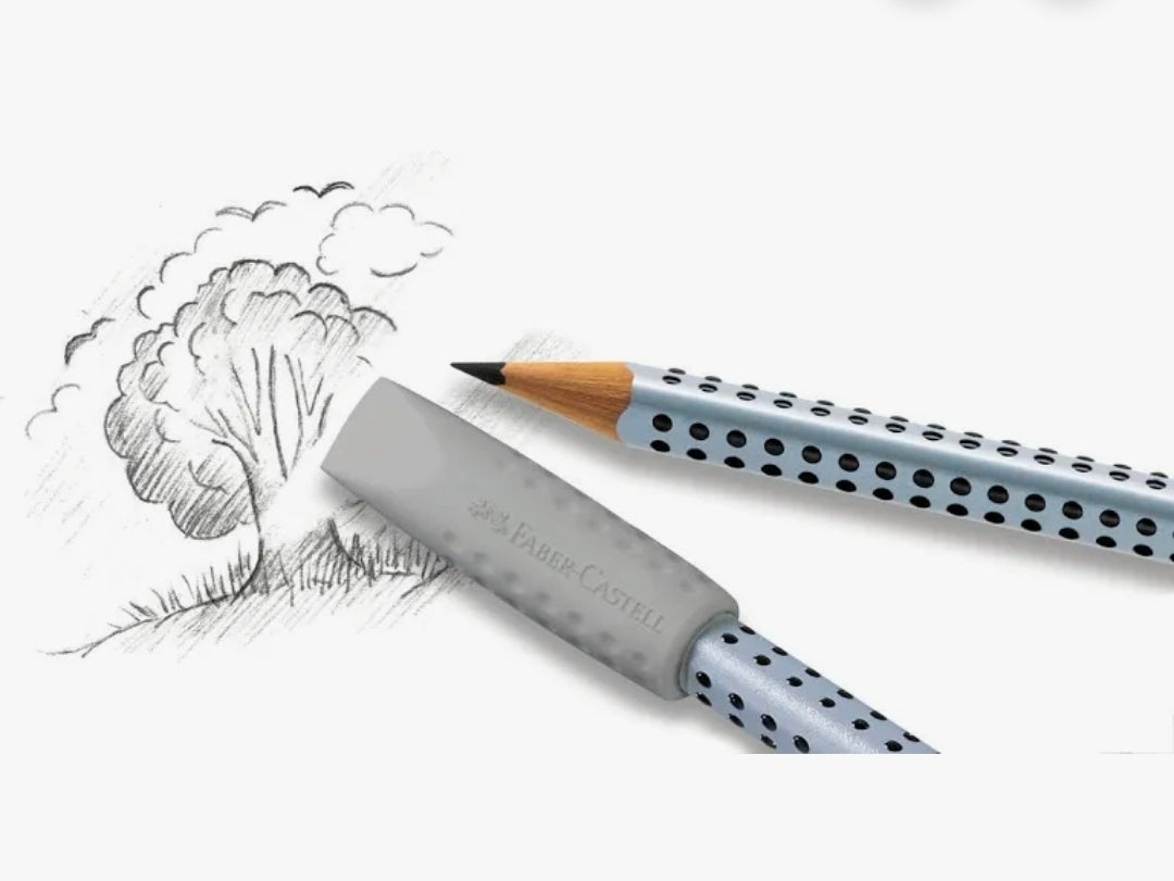 Pack 2 Borracha Grip 2001 Preto e Azul para Topo e Proteção do Bico do Lapis Faber-Castell