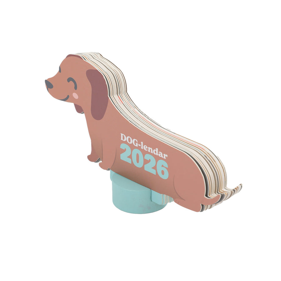 Calendário de Secretária Mr.Wonderful 2026 com base - Cão Salsicha