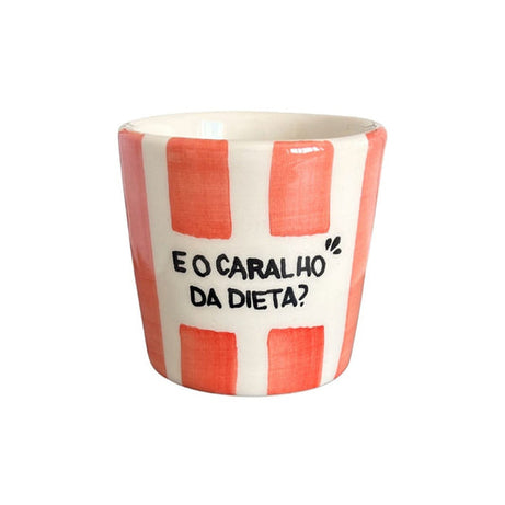 Copo Café Listrados "E O Caralho Da Dieta?" e Marcador de Livros