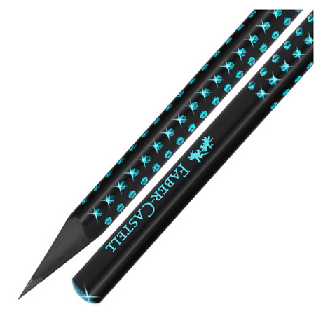 Lápis Sparkle Midnight Azul Faber-Castell com Madeira Preta