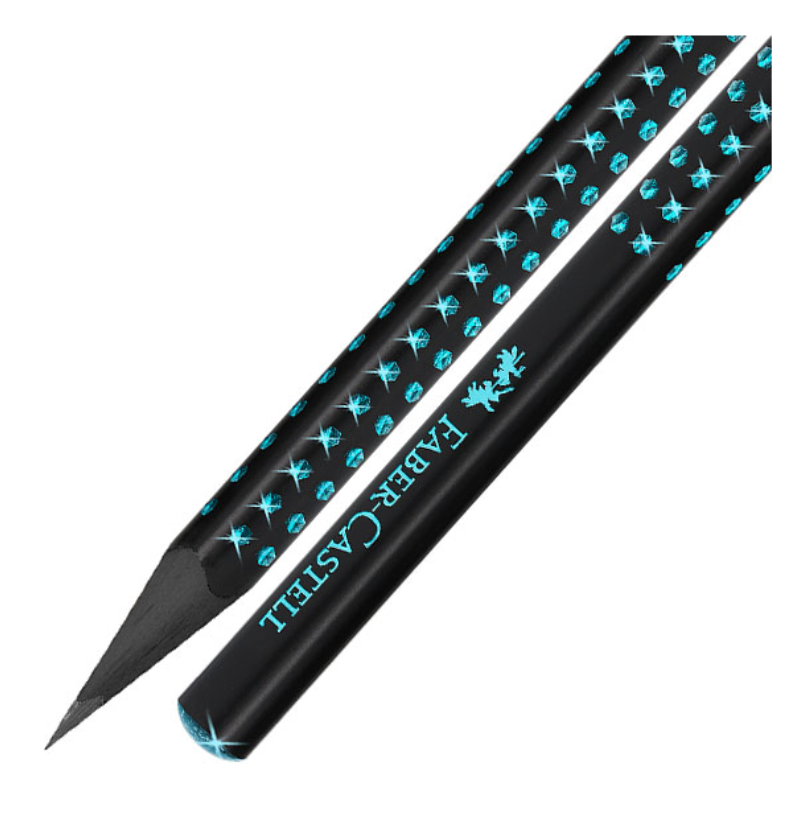 Lápis Sparkle Midnight Azul Faber-Castell com Madeira Preta