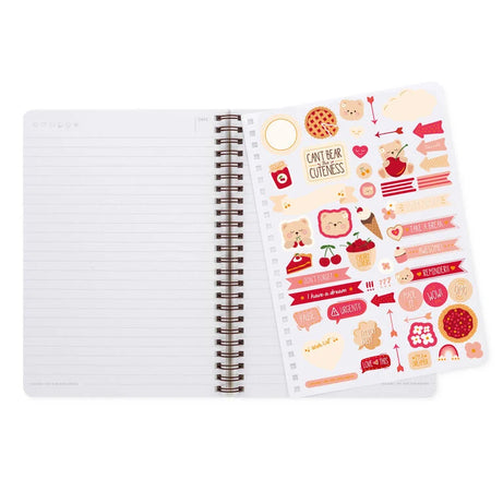 Caderno A5 em Espiral Pautado com Folha de Autocolantes Urso Legami
