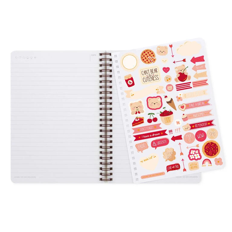 Caderno A5 em Espiral Pautado com Folha de Autocolantes Urso Legami
