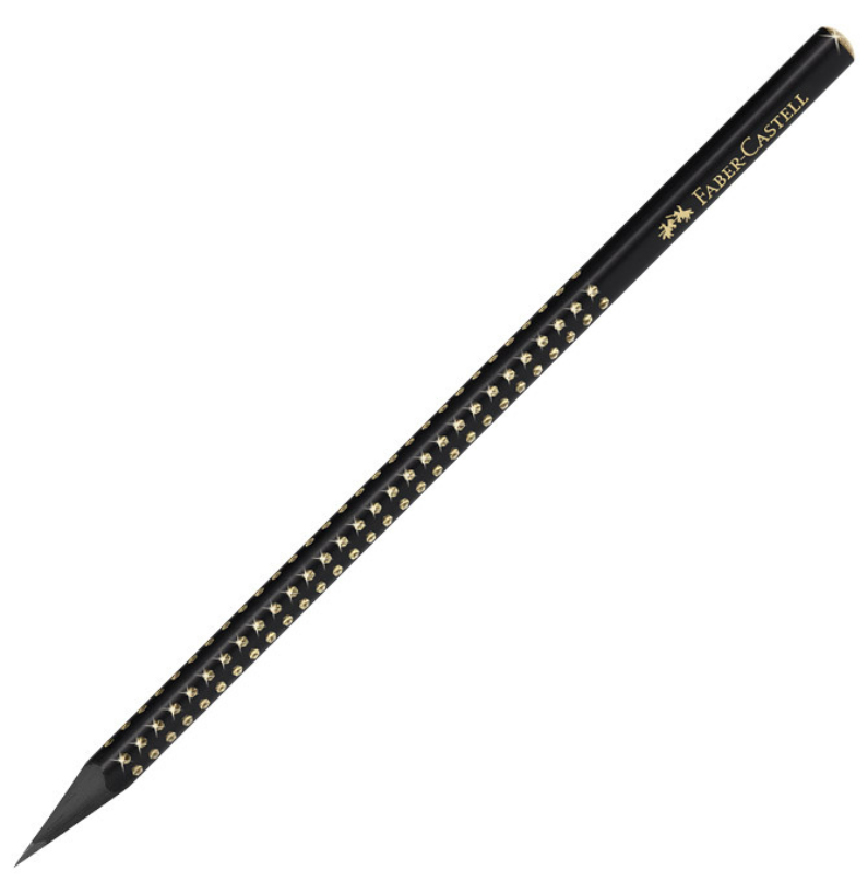 Lápis Sparkle Midnight Dourado Faber-Castell com Madeira Preta