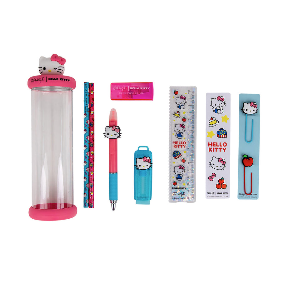 Estojo com Conjunto de Papelaria Hello Kitty Mr.Wonderful