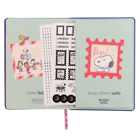 Caderno Premium A5 com Folhas Ilustradas e Autocolantes Snoopy