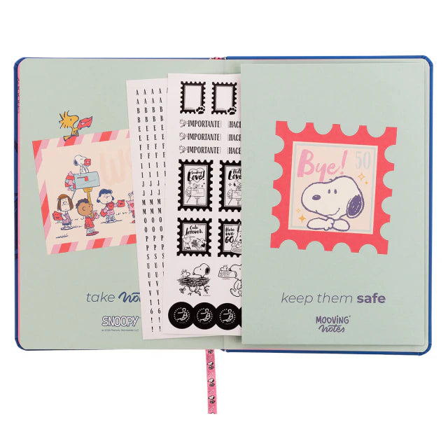 Caderno Premium A5 com Folhas Ilustradas e Autocolantes Snoopy