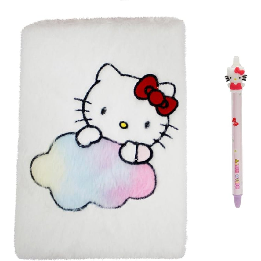 Conjunto Caderno em Pelúcia e Caneta Hello Kitty