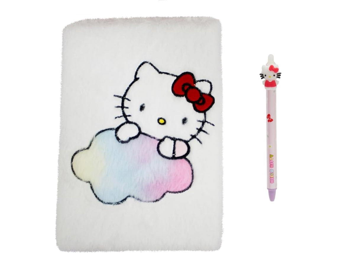 Conjunto Caderno em Pelúcia e Caneta Hello Kitty
