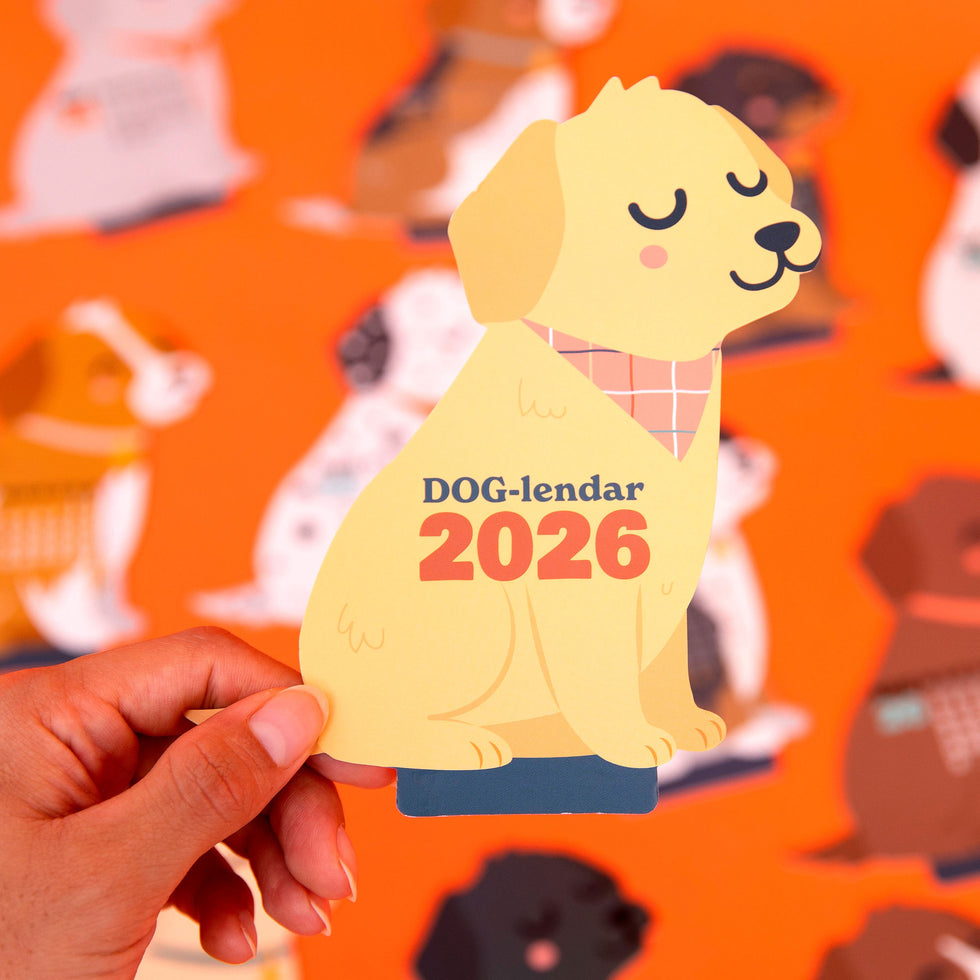 Calendário de Secretária Mr.Wonderful 2026 com base - DOG-lendar