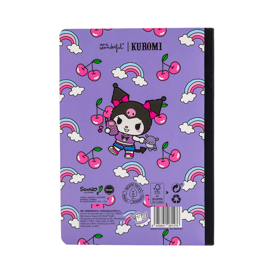 Caderno A5 Kuromi Pautado Mr.Wonderful