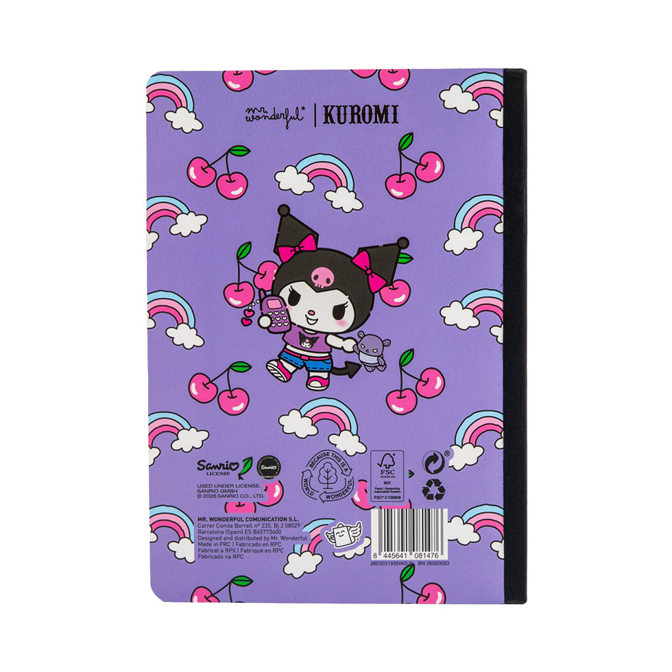 Caderno A5 Kuromi Pautado Mr.Wonderful
