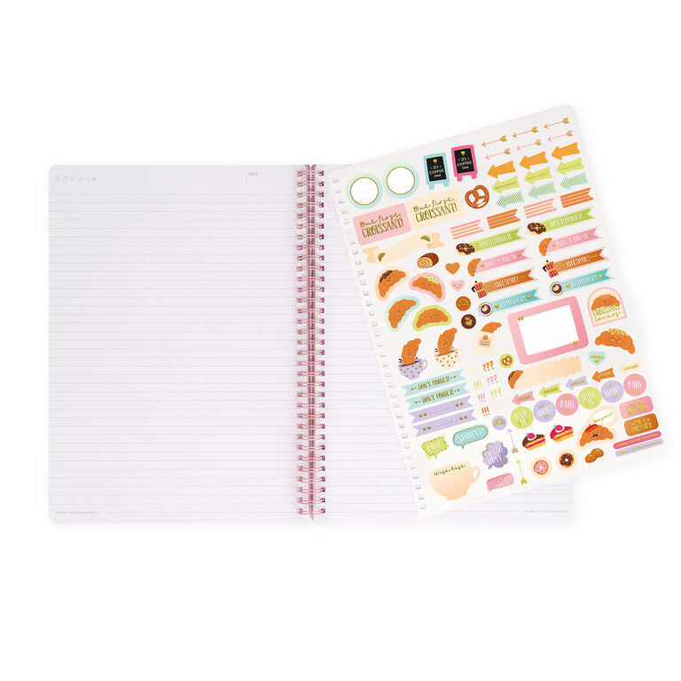 Caderno A4 em Espiral Pautado com Folha de Autocolantes Croissant Legami