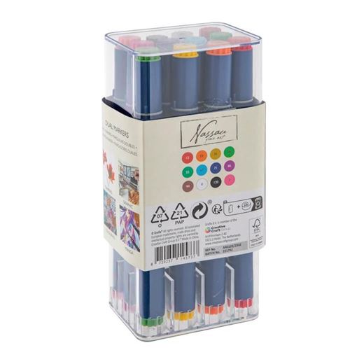 12 Marcadores Dupla Ponta com Caixa de Arrumação Nassau