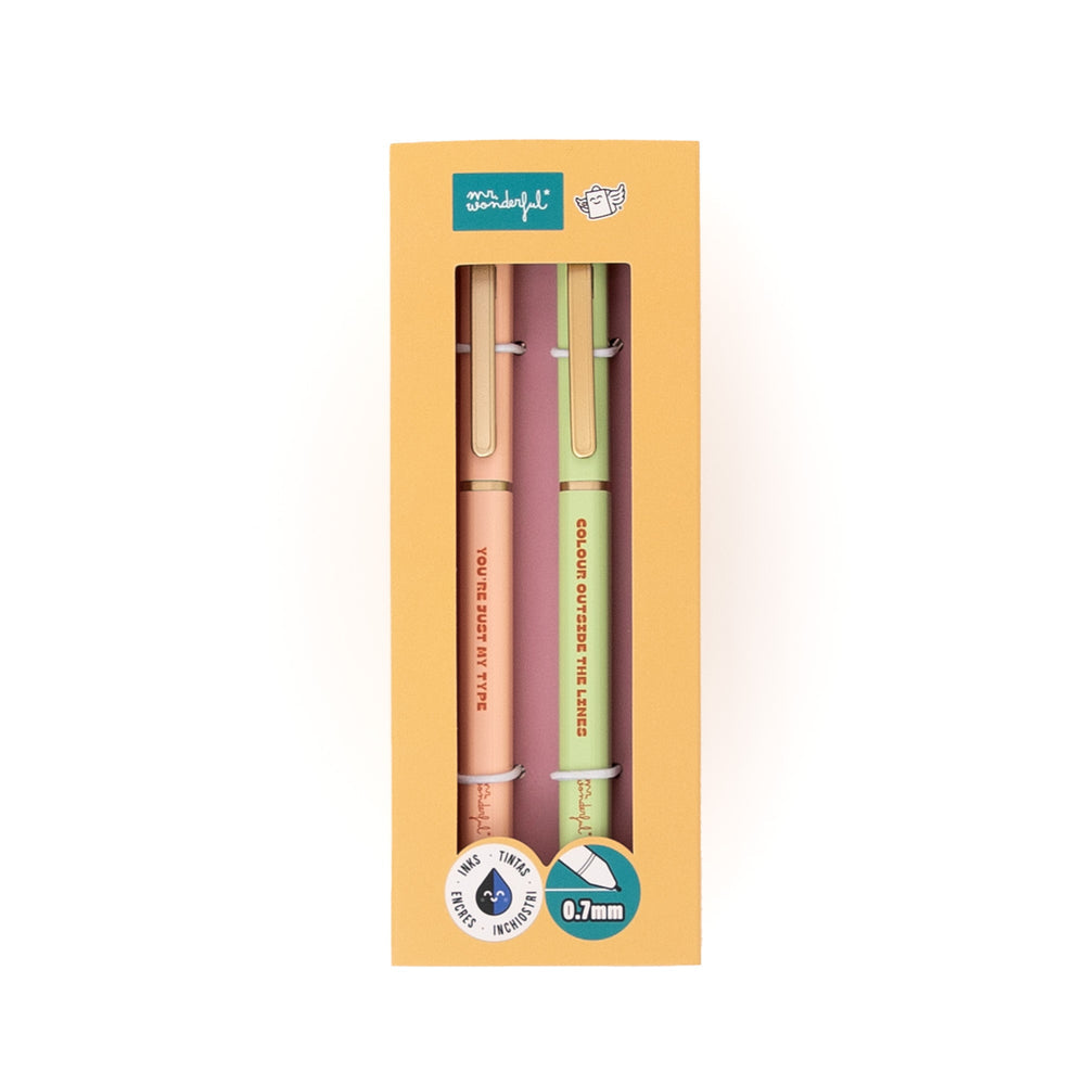 Conjunto 2 Canetas "Color Outside The Lines" e " You're Just my Type" Mr.Wonderful