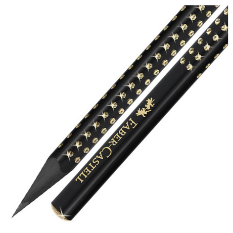 Lápis Sparkle Midnight Dourado Faber-Castell com Madeira Preta