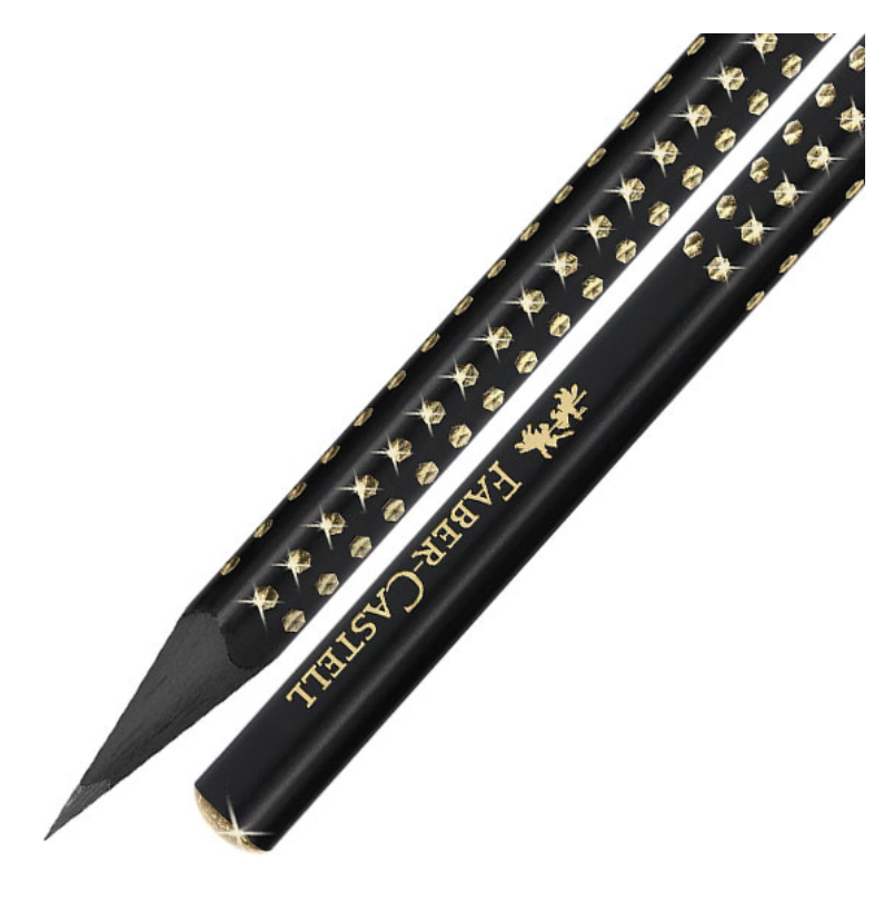 Lápis Sparkle Midnight Dourado Faber-Castell com Madeira Preta