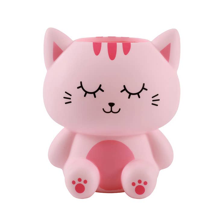 Copo de Secretária Gato Rosa 3D Itotal