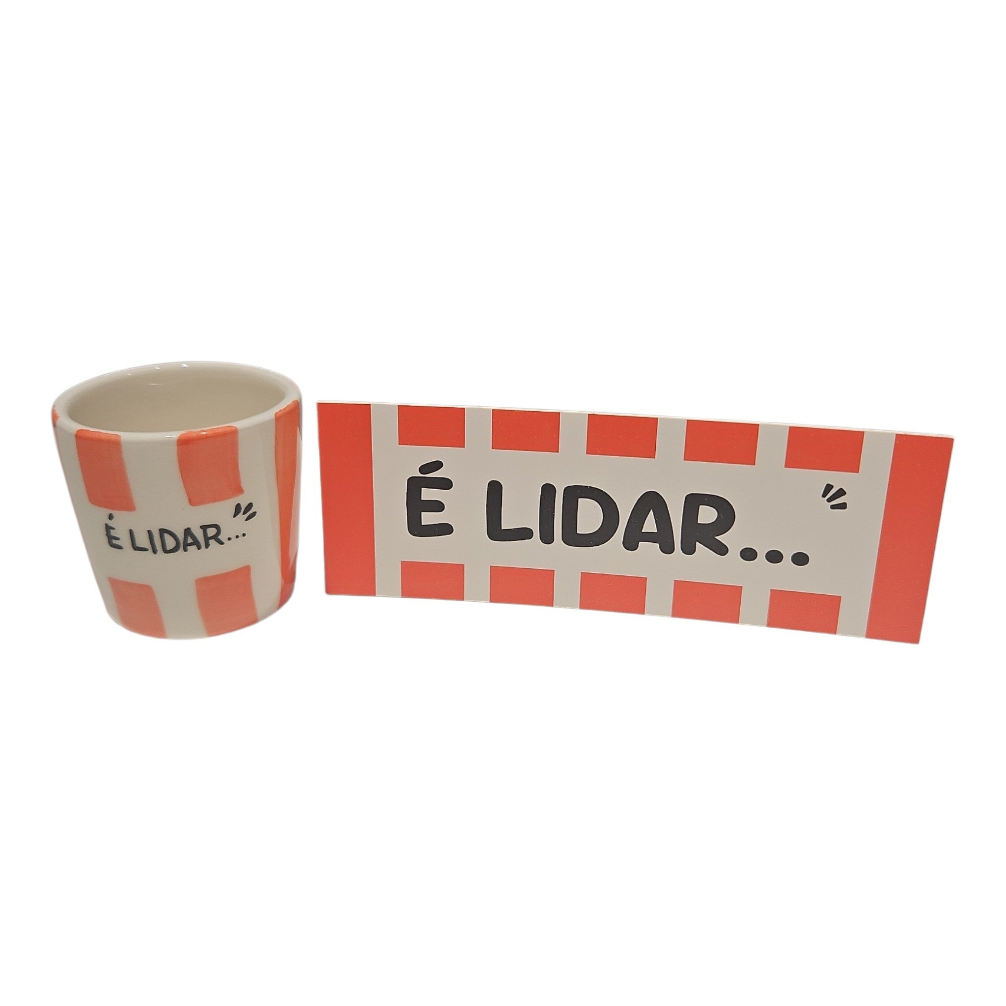 Copo Café "É lidar..." e Marcador de Livros Listrados