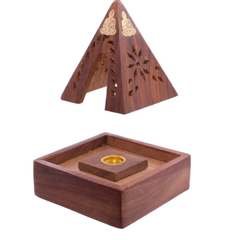Queimador de Incenso para Cones - Pirâmide de Madeira