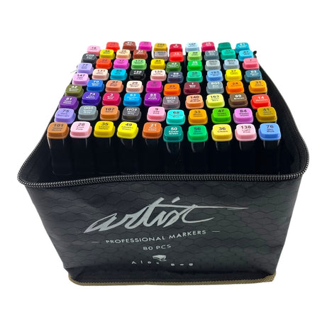 Estojo com 80 Marcadores Dupla Ponta Artist by Alex Bog