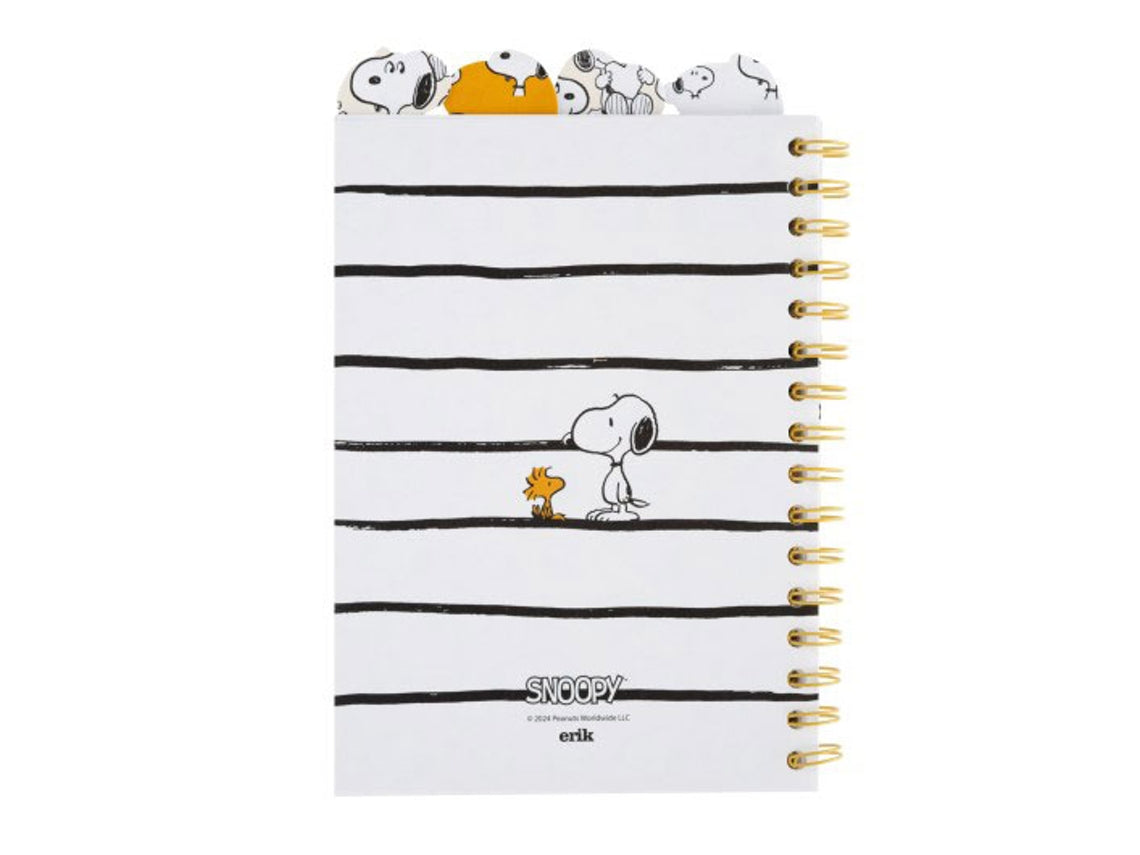 Caderno A5 Snoopy com Separadores Folhas Pontilhadas