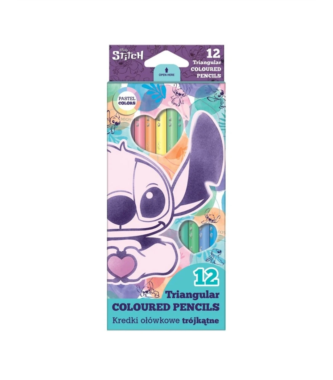 Conjunto 12 Lápis Pintar Stitch Cores Pastel