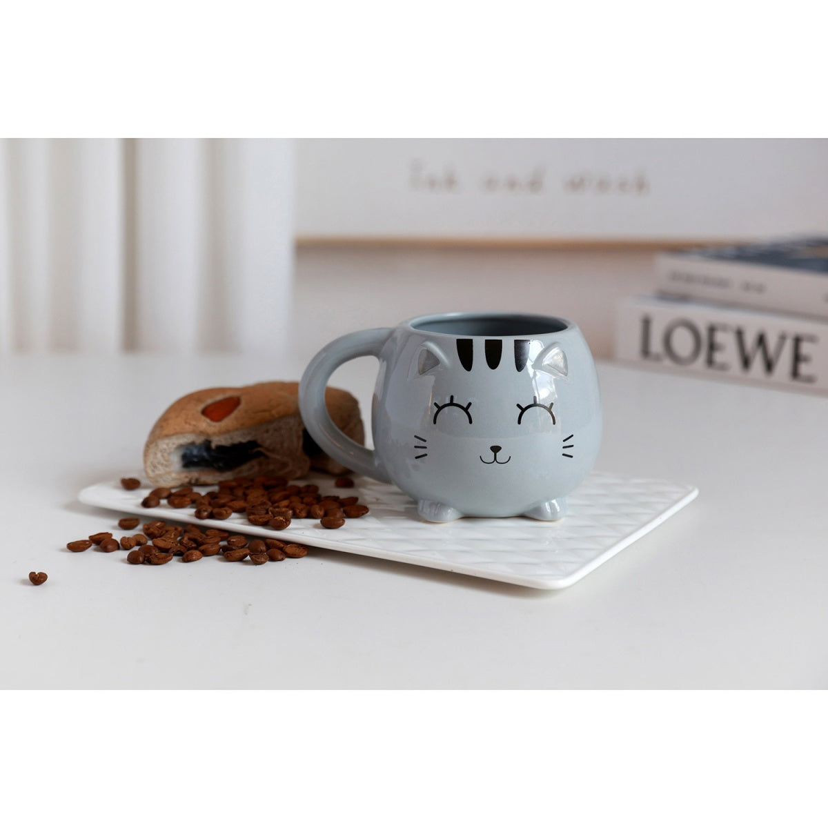 Caneca 3D Chunky Gato Cinza Itotal 410ml