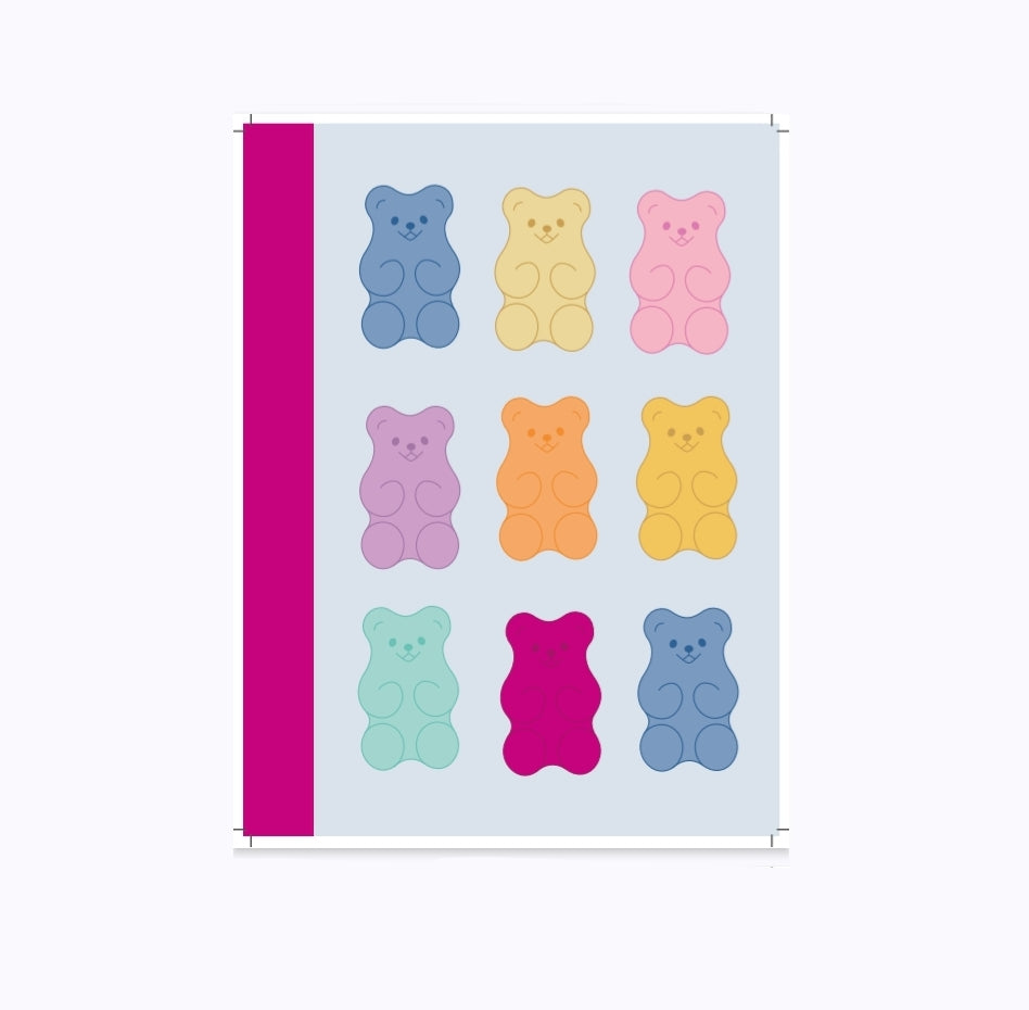 Caderno A5 Quadriculado Perfumado a "Ursinhos Goma" Capa Ursinhos Pequenos Ancor Sweet Candy