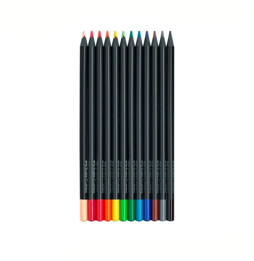 Conjunto 12 Lápis Colorir Black Edição Cores Neon Faber-Castell