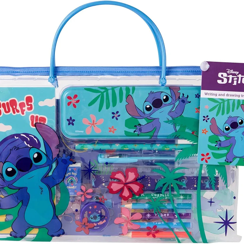 Mala com Artigos Papelaria Stitch