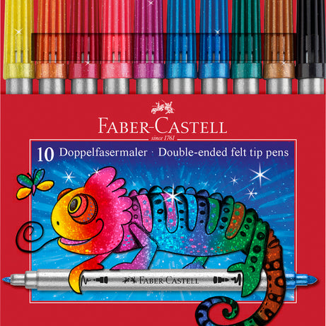 Conjunto 10 Marcadores Dupla Ponta Com Glitter Faber-Castell