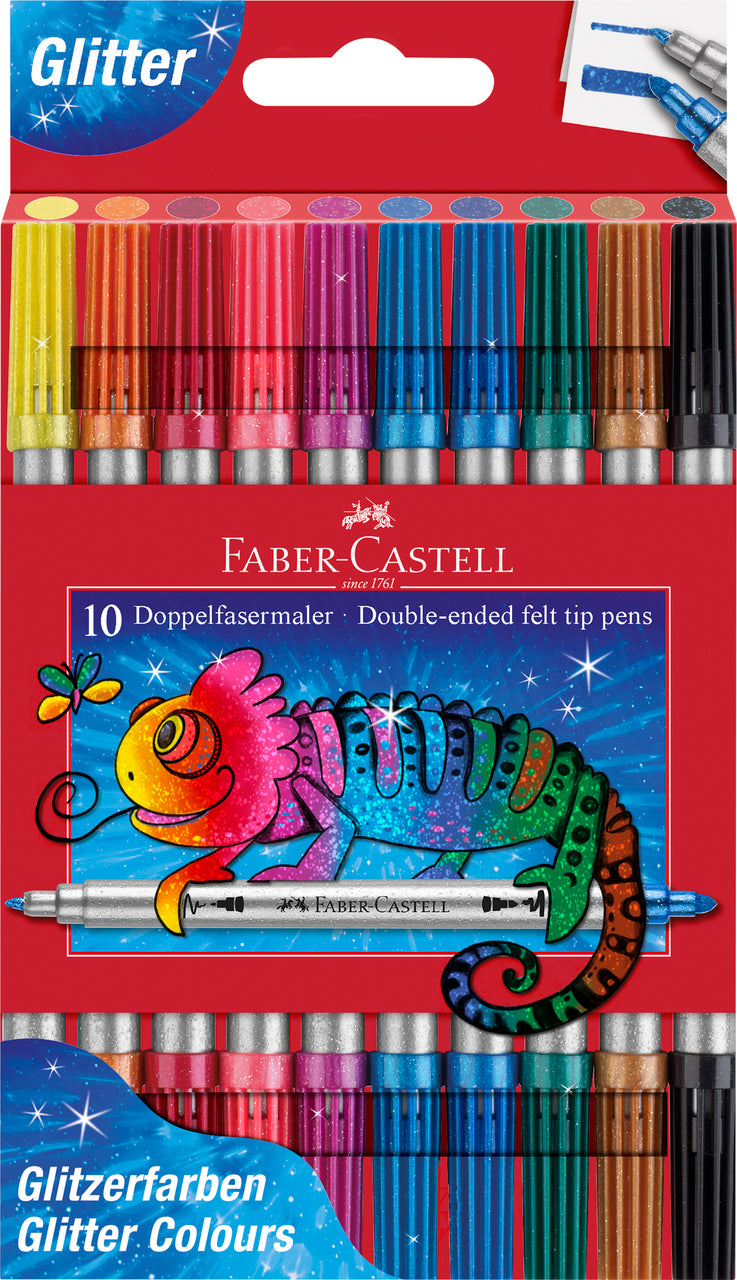 Conjunto 10 Marcadores Dupla Ponta Com Glitter Faber-Castell