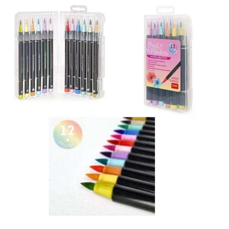 12 Brush Pens Cores Pastel Legami