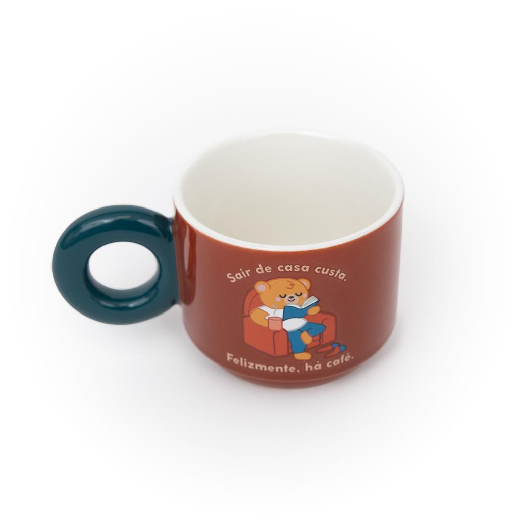 Caneca Urso "Saír de Casa Custa. Felizmente, Há Café" Mr.Wonderful
