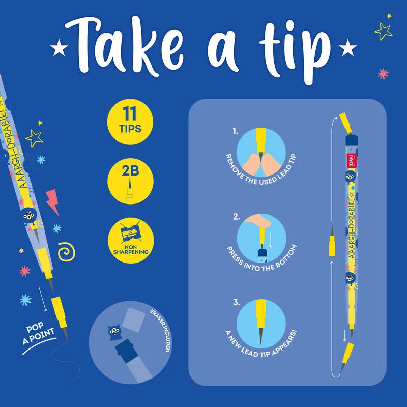 Lápis Empilhável com Borracha Monstro Legami BTS