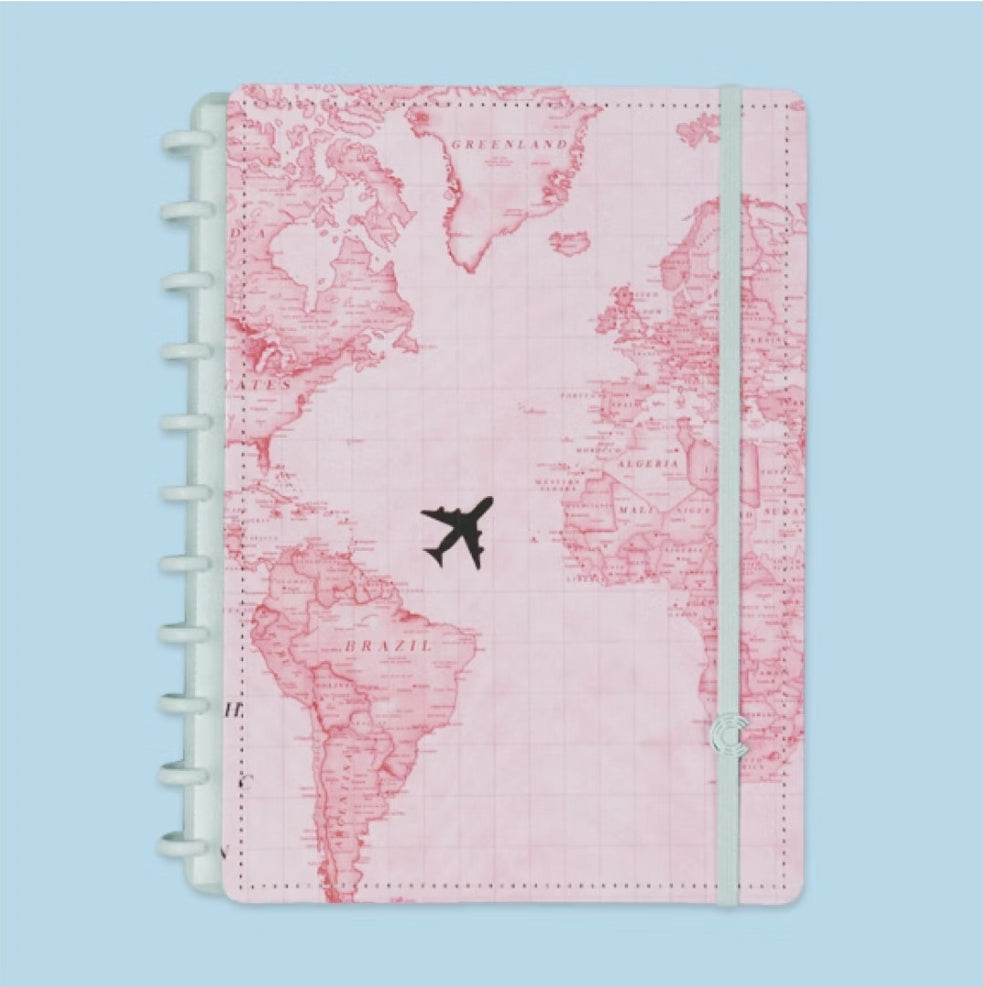 Caderno Inteligente A4 Mapa Mundo Rosa Espcial Gocase