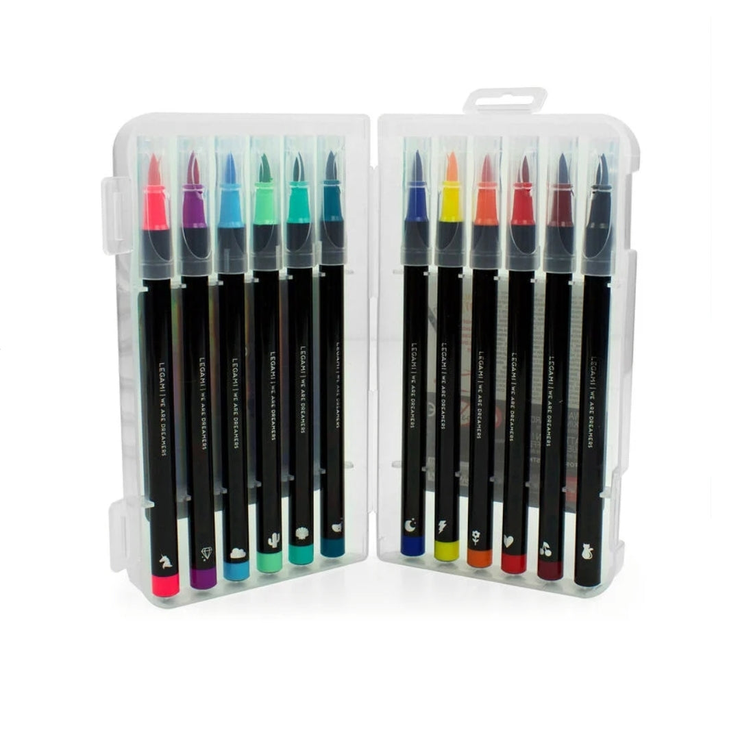 12 Brush Pens Cores Brilhantes Legami
