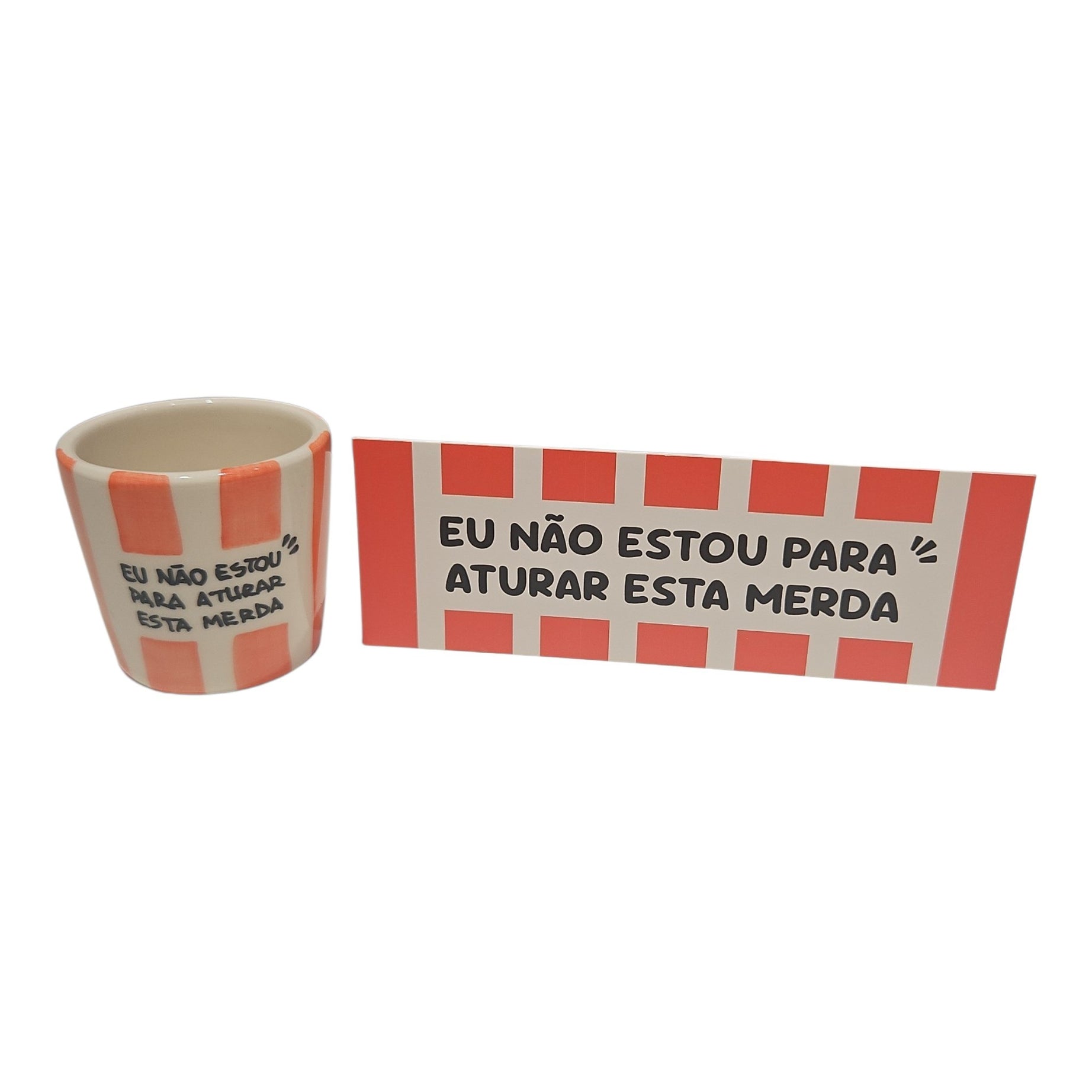Copo Café "Eu Não Estou Para Aturar Esta Merda" e Marcador de Livros Listrados