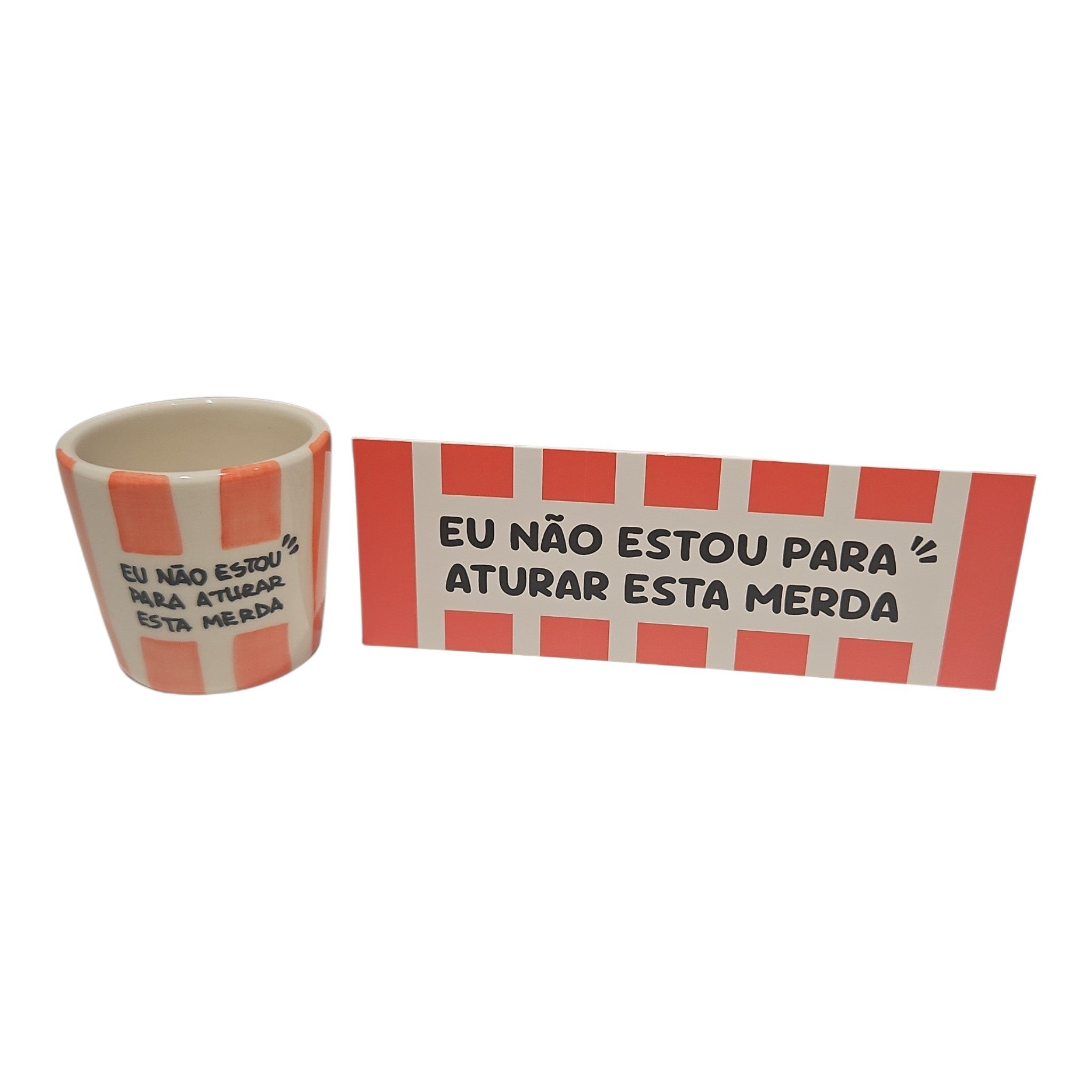 Copo Café "Eu Não Estou Para Aturar Esta Merda" e Marcador de Livros Listrados