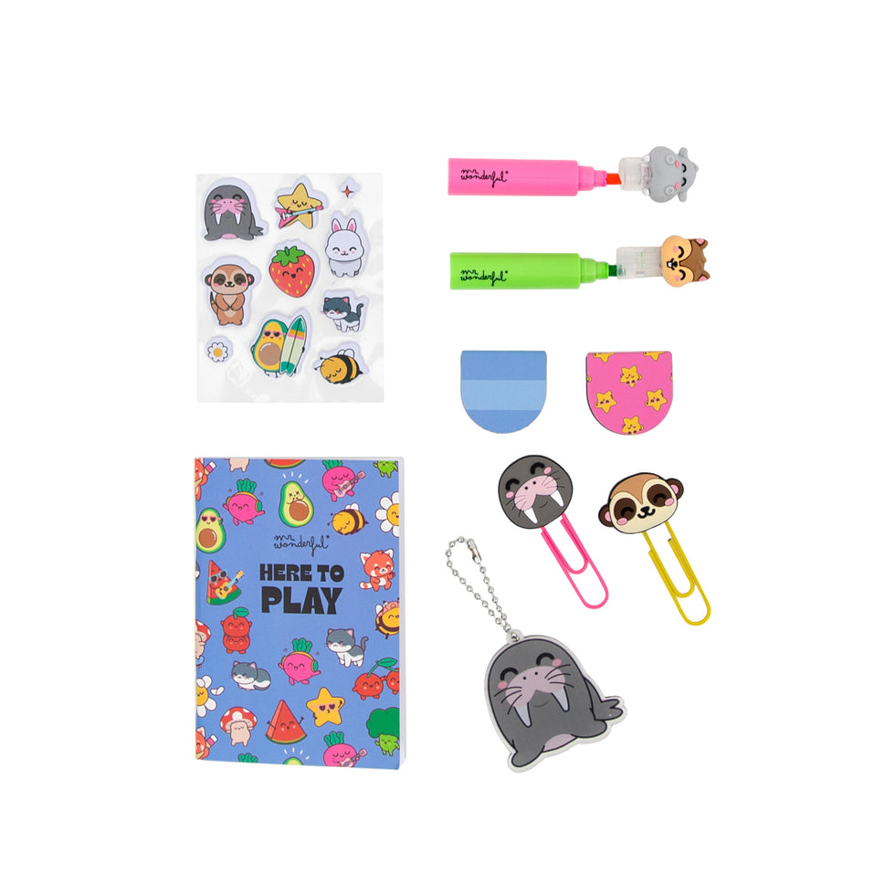 Kit de Papelaria e para Decorar Agenda Mr.Wonderful "Here to Play"