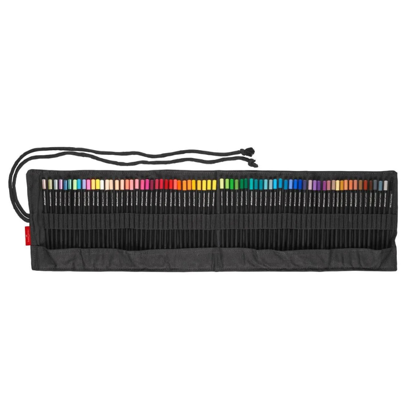 Estojo Black Edition Roll-up com 72 Lápis de Colorir Faber-Castell