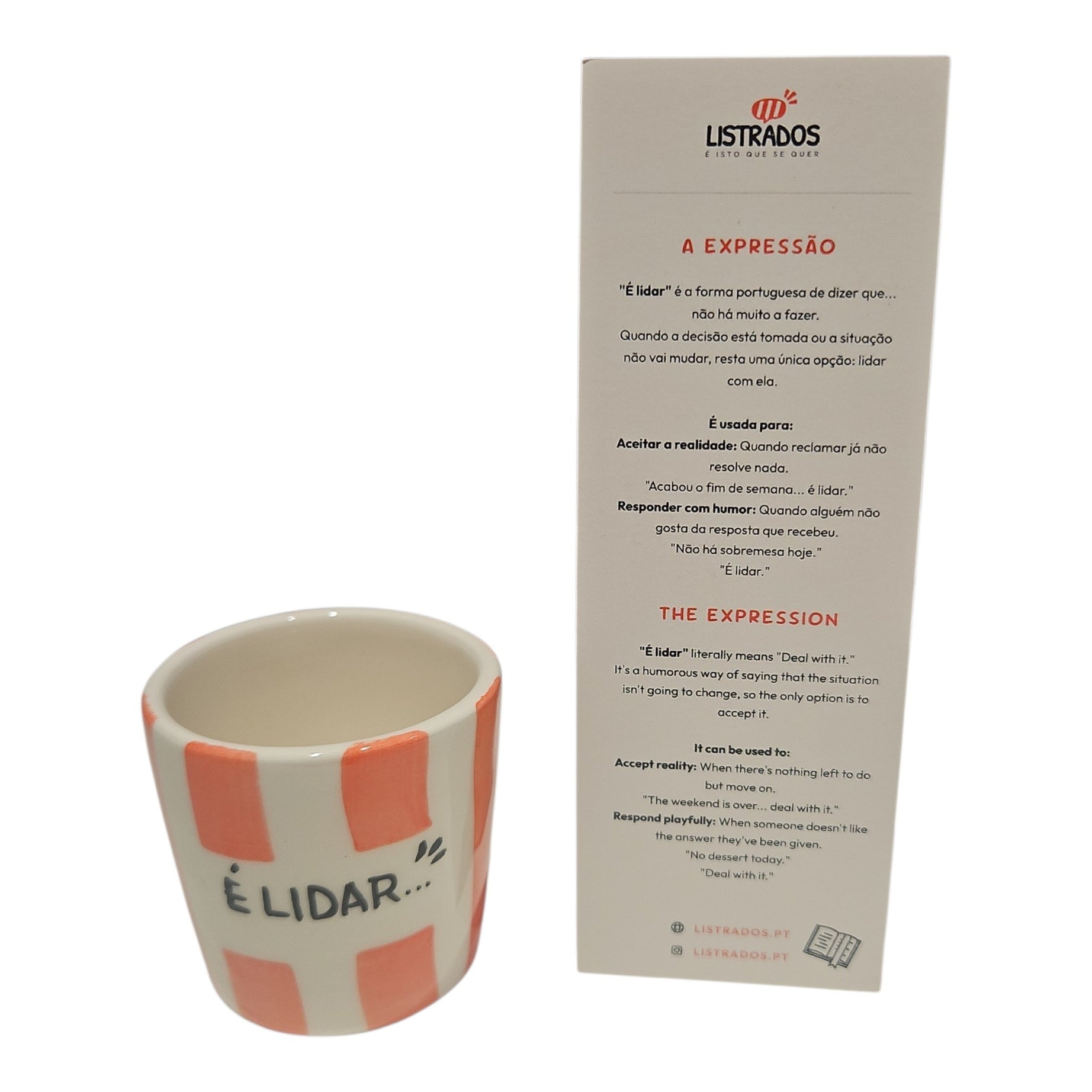 Copo Café "É lidar..." e Marcador de Livros Listrados