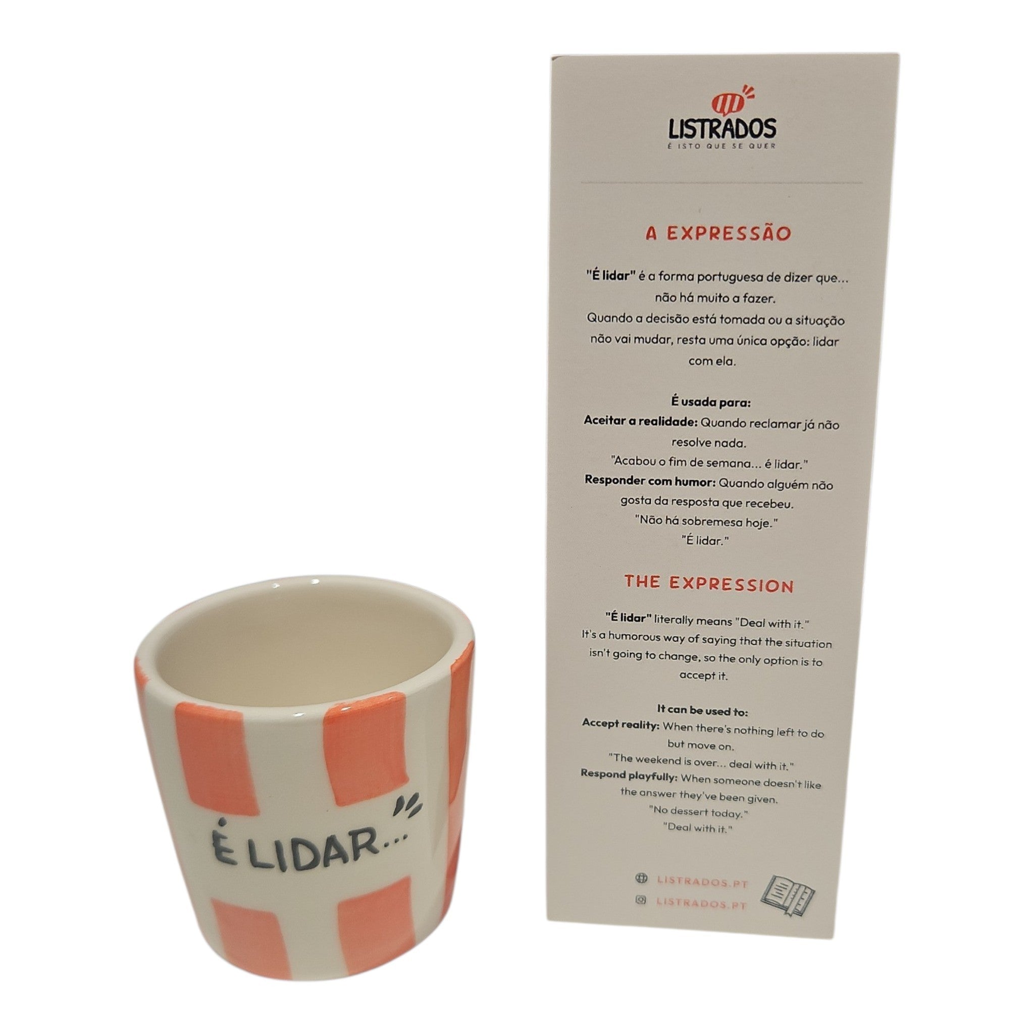 Copo Café "É lidar..." e Marcador de Livros Listrados