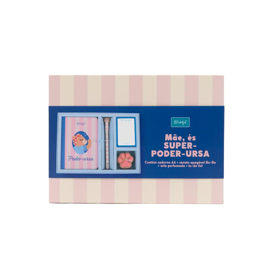 Conjunto Caneta Apagável Exclusiva + Caderno A6 + Bloco + Vela Mr.Wonderful