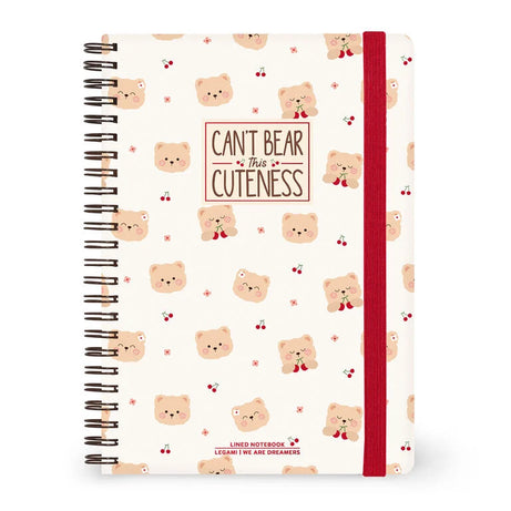 Caderno A5 em Espiral Pautado com Folha de Autocolantes Urso Legami